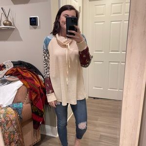 Waffle knit sweatshirt